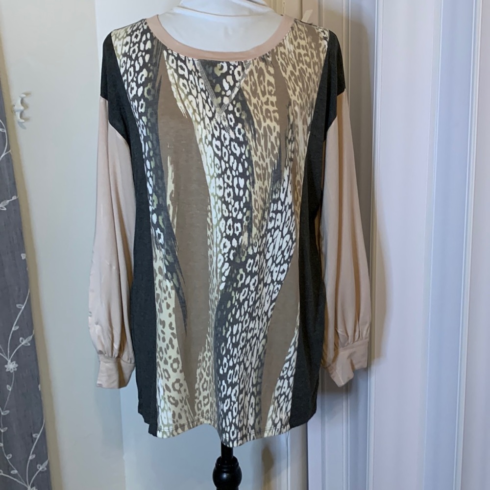 Mixed Print Light Sweater Top 1013